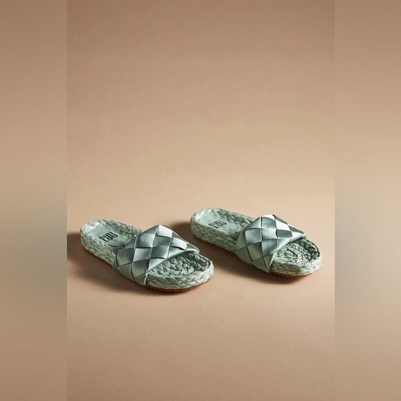 Anthropologie Shoes - Anthropologie Bibi Lou Satin Slide Sandals - green